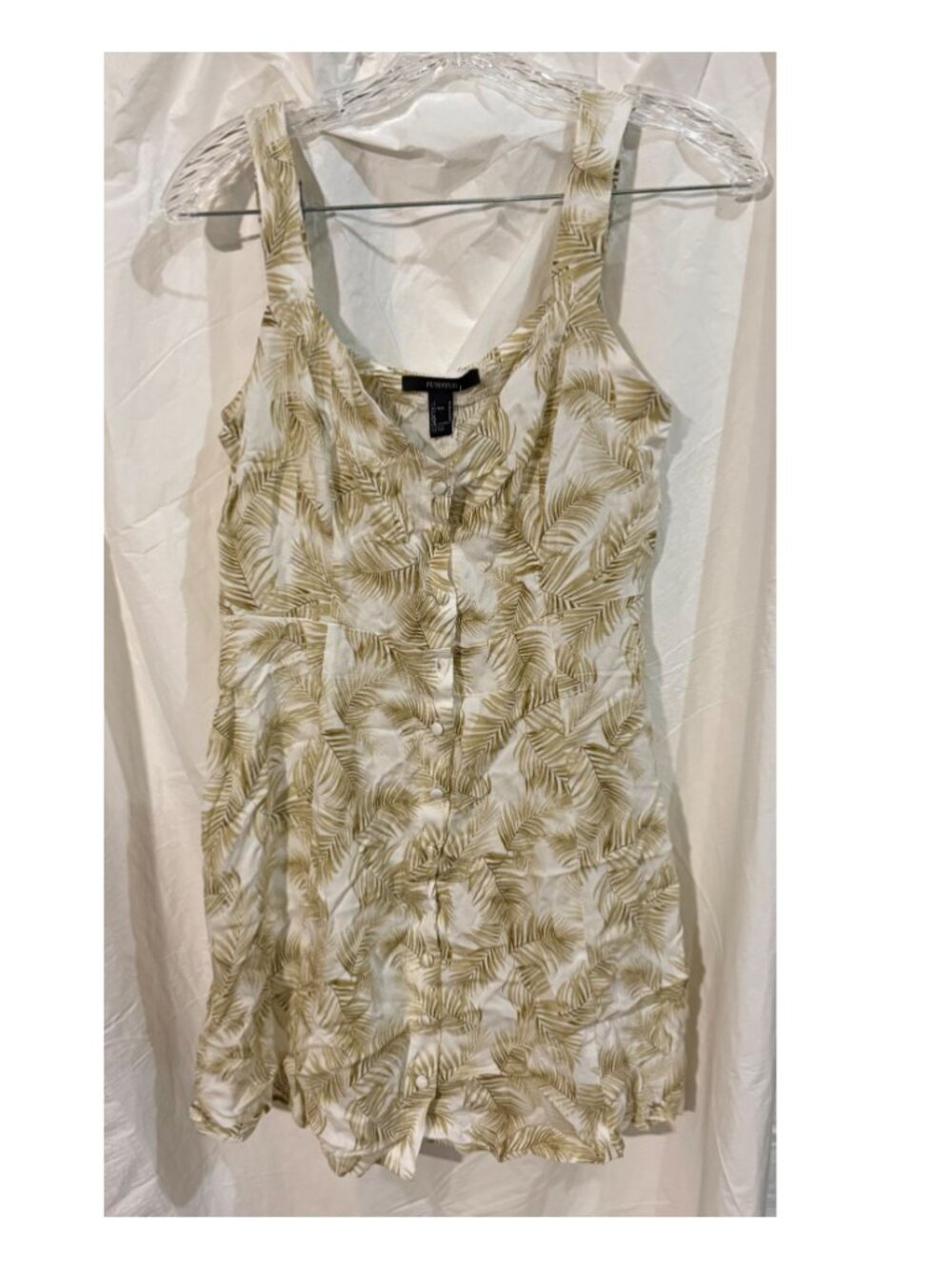 NWT - FOREVER 21 - Palm Leaf Print Button Front Mini Dress - SIZE M